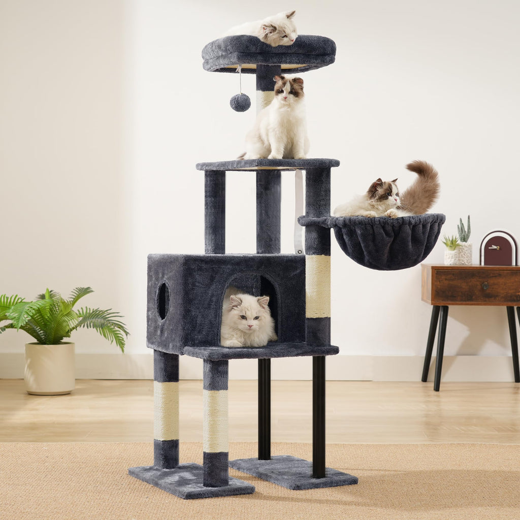Heybly Cat Tree with Toy, 49.2 inch Cat Tower for Indoor Cats HCT200SG