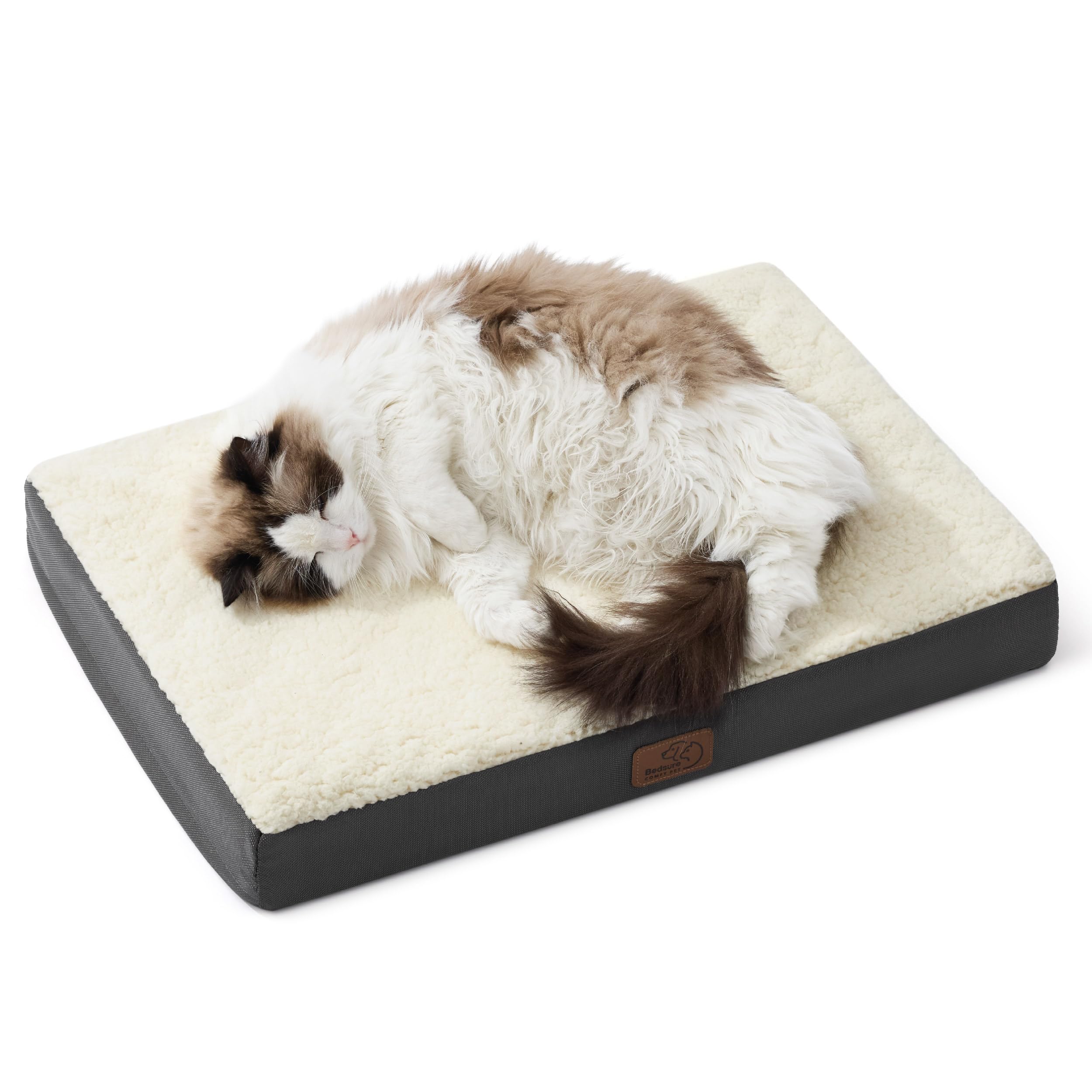 Bedsure Small Dog Bed, Cat Puppy Bed with Comfy Sherpa, 24x16 Inch Grey
