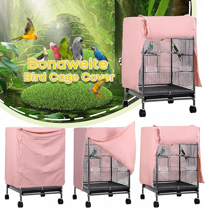 QBLEEV Birdcage Cover, Breathable Night Cover for Bird Cages, Parrot Cage Cover Shade Pet Universal Blackout Windproof Light-Proof Sleep Reduces Distractions Night Accessories Cloth Without Cage