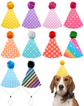 PET SHOW 10 Pack Small Party Hats for Medium Dogs Birthday Stuffed Animals Puppy Adjustable Headband Colorful Holiday Felt Hats Pet Grooming Costume Accessories
