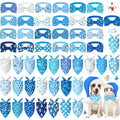 Sanwuta 50 Pcs Winter Dog Bandanas Bulk and Charm Collar Bow Ties Set 25 Snowflake Bandanas for Dogs 25 Snowflake Doggie Collar Triangle Cat Scarf Bowtie for Small Medium Large Pet Winter Costume