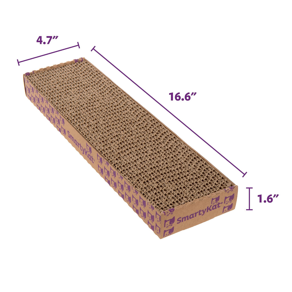 SmartyKat Super Scratcher Corrugated Cat Scratcher and Scratch Pad for Cats, Catnip Infused with Catnip, Scratchers for Indoor Cats and Kittens, Cardboard Scratching Post