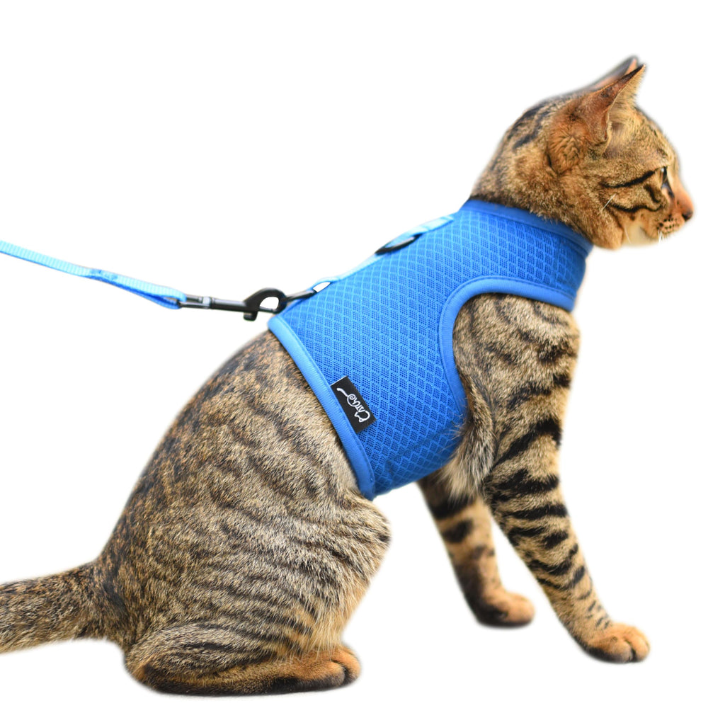 Cat Harness and Leash Set for Walking Escape Proof, Blue, X-Small