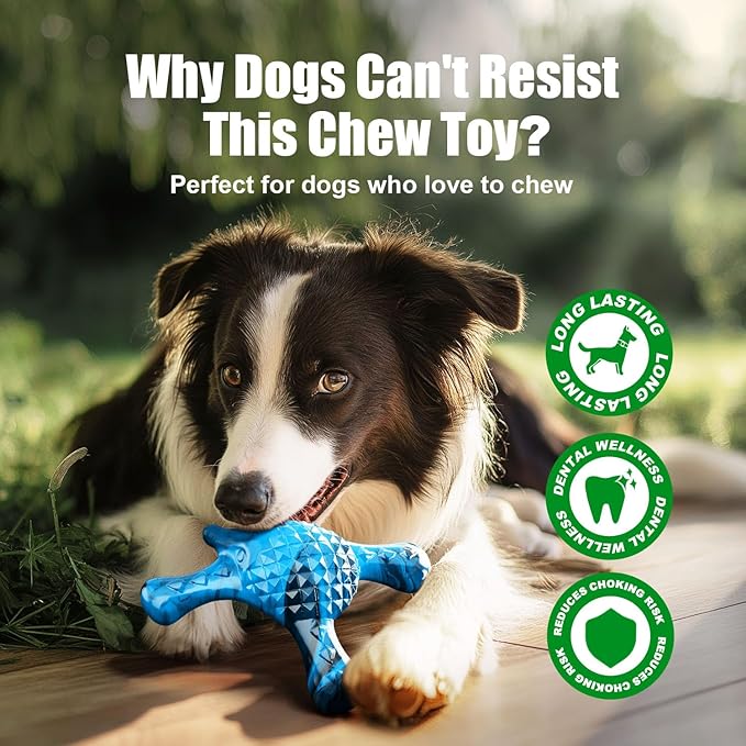 Ouilter Dog Toys for Aggressive Chewers, Nylon Indestructible Toy for Medium Large Dogs, Hedgehog-Shaped Chew Toys with Bacon Flavor, Long Lasting, Dog Toys for Boredom, Blue