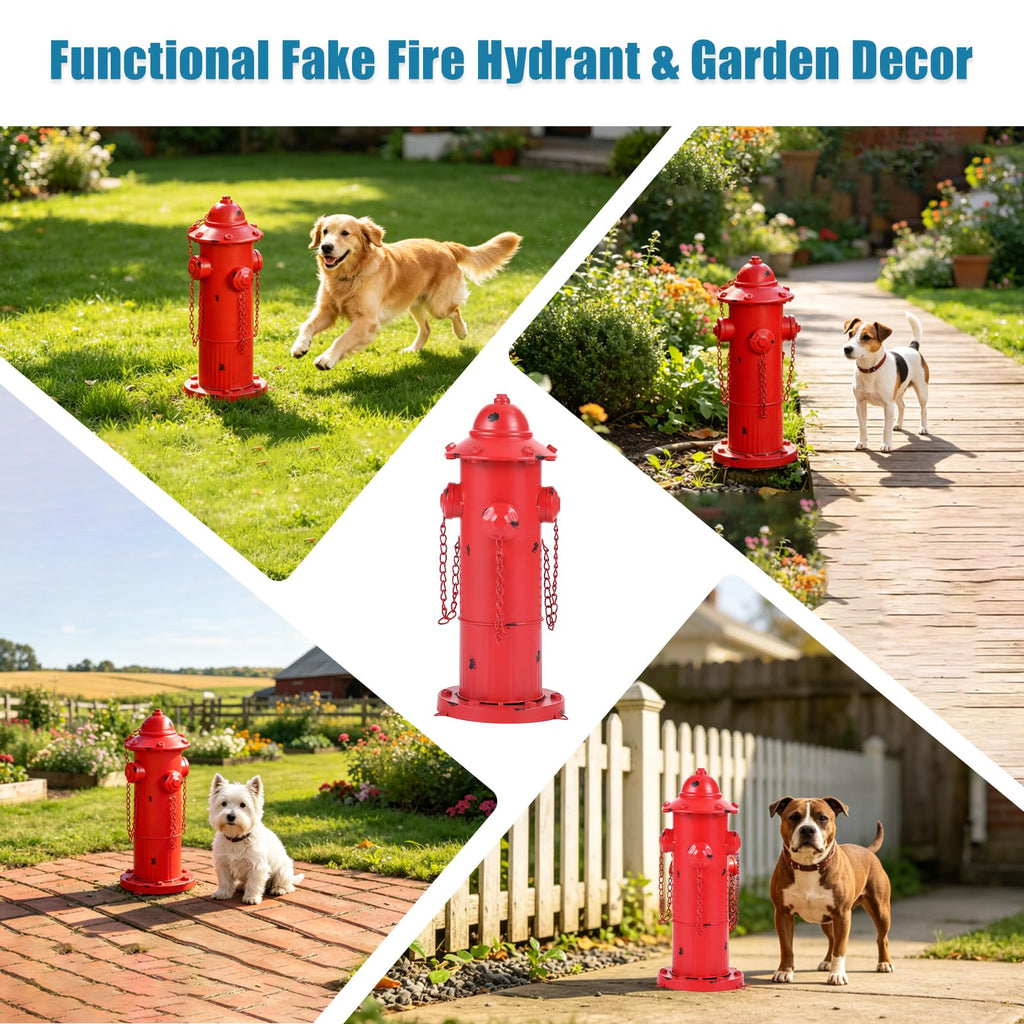 16.3" H Fire Hydrant for Dogs to Pee on, Metal Puppy Pee Post for Dogs