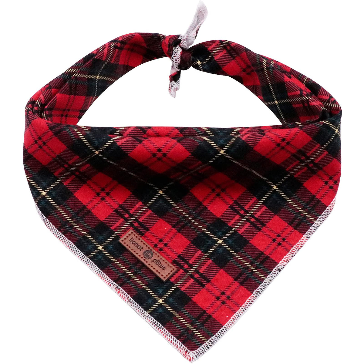Lionet Paws Christmas Dog Bandana Washable Cotton Handkerchief Scarf Triangle Christmas Red Plaid Dog Bandanas for Medium Large Dogs Girl Boy