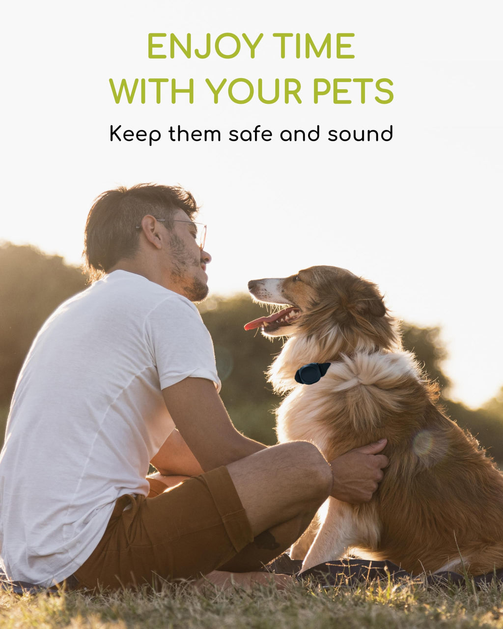 TRESBUNNY Dog Tracker, Smart Dog Collar with Real-time Pet Location, Cat Tracker Collar (iOS Only), No Monthly Fee & Long Battery Life, Works with Find My, Ideal for Dog/Cat