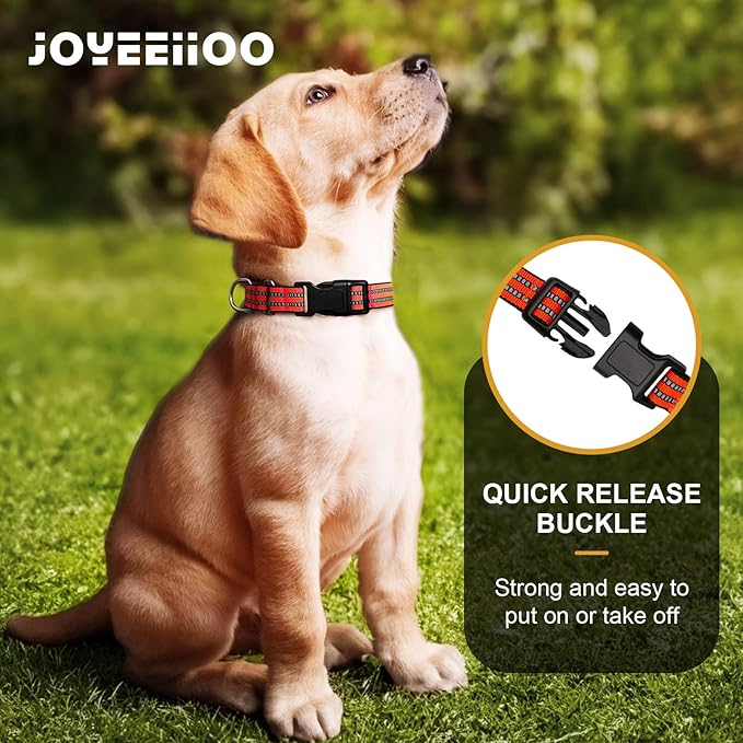 JOYEEIIOO Martingale Dog Collar, Adjustable Nylon Reflective Collar with Quick Release Buckle, No Pull Dog Training Collars for Small Medium Large Dogs (Bright Orange, Medium)