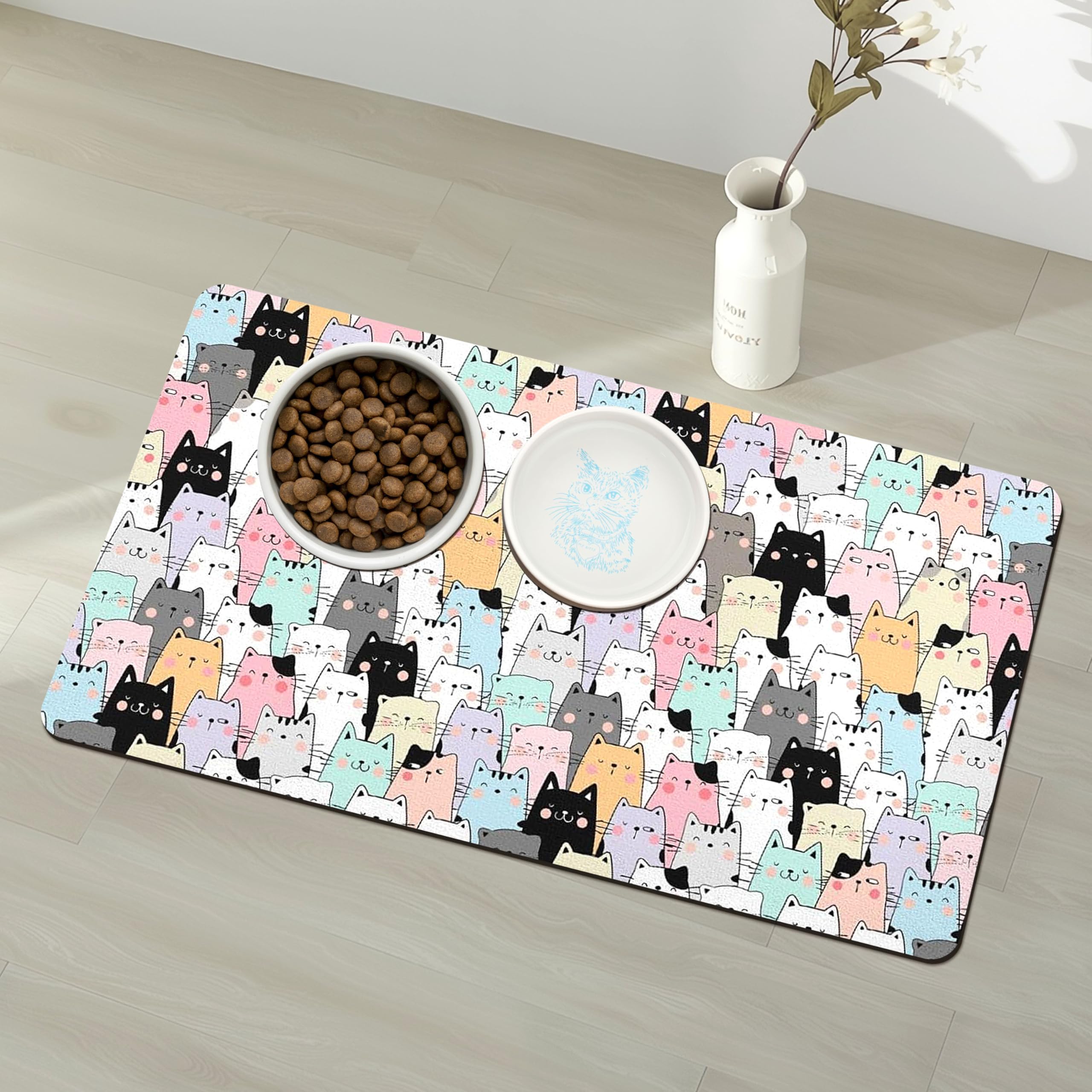 Pet Feeding Mat for Floors Waterproof Dog Mat for Food and Water Absorbent Quick Dry Non Slip mat for Cat Bowls
