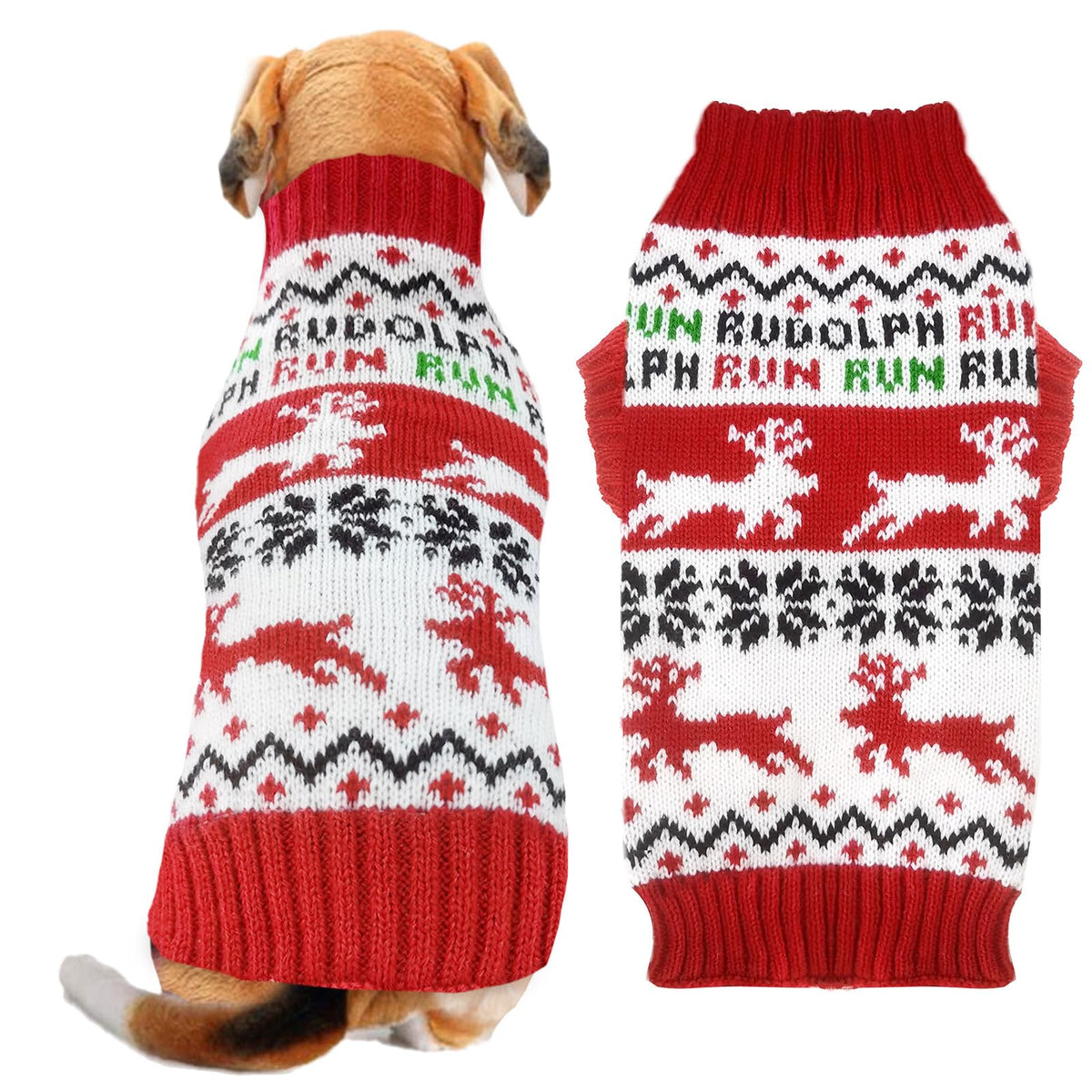 DOGGYZSTYLE Dog Christmas Sweater Xmas Pet Clothes Cute Striped Gingerbread Man Costume Holiday Puppy Cat Jumpers Outfits New Year Gifts for Small Medium Large Dogs(Red Gingerbread Man,XXS)