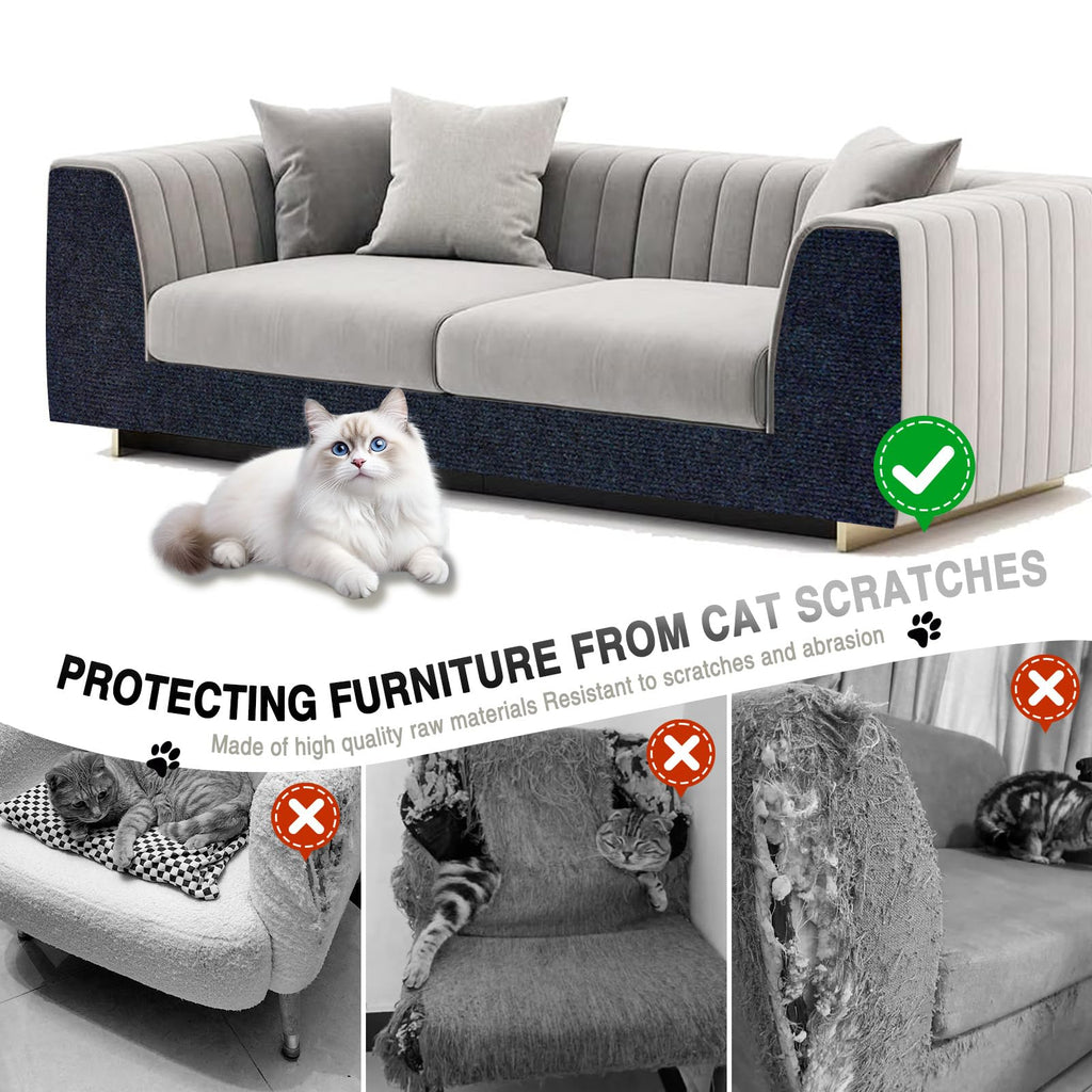 2Pack Total 78.7"x15.8" Cat Scratch Mat for Cat Couch Furniture and Wall Protector | Trimmable Self-Adhesive Carpet Climb Cat Scratcher for Covering Cat Tower and Replacement Pads (Blue)