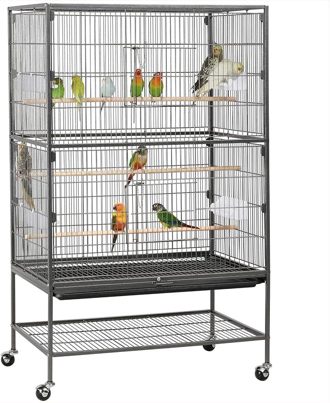 Yaheetech 60.5inch Extra Large Bird Cage Metal Parrot Cage Flight Cage for Cockatiels African Grey Quaker Green Cheek Sun Conure Medium Birds Parrots