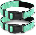 2 Pack Reflective Dog Collar with Safety Locking Buckle, Adjustable Soft Breathable Comfortable Nylon Pet Collar for Small, Medium and Large Dogs, Turquoise, XL