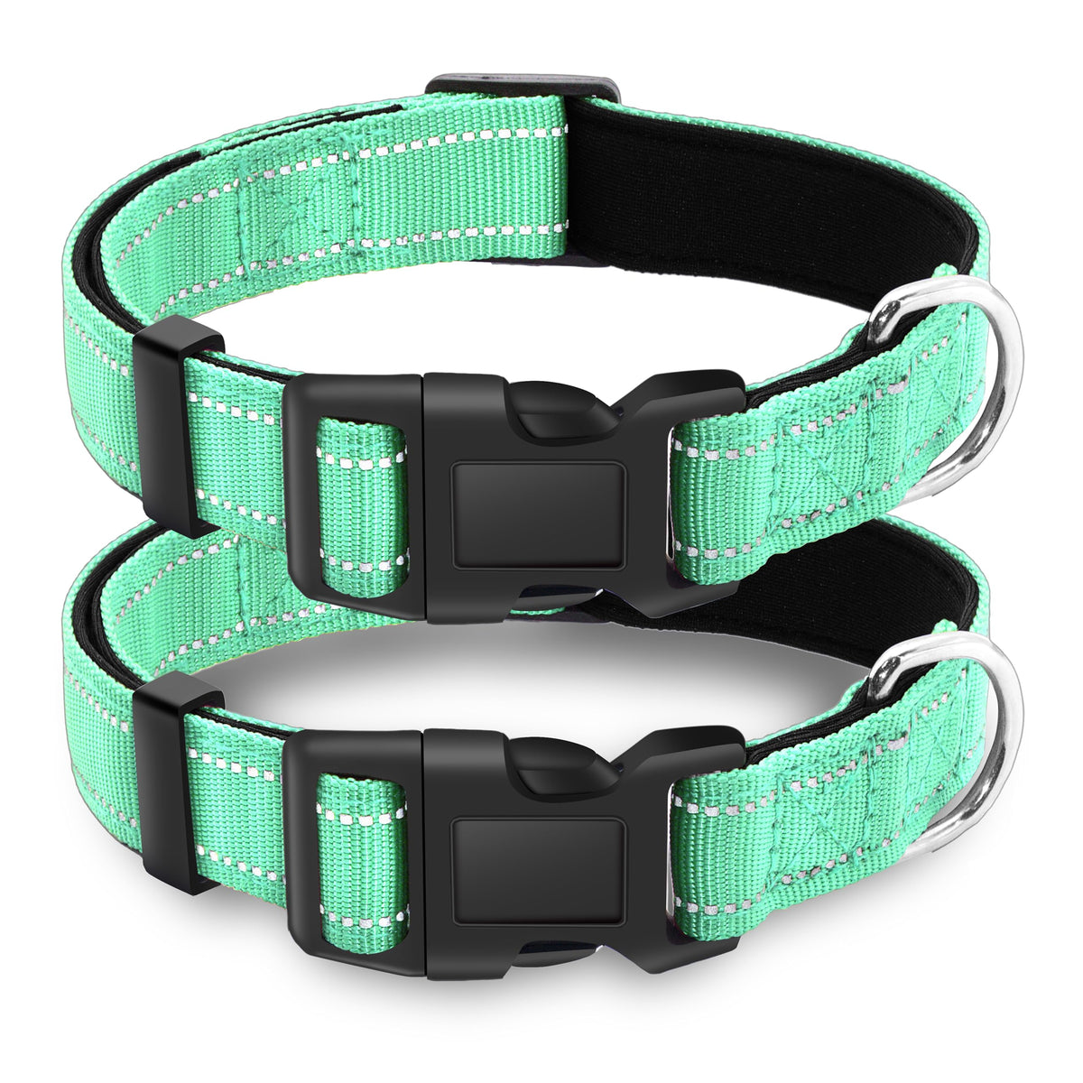 LIEVUIKEN 2 Pack Reflective Dog Collar with Safety Locking Buckle