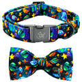 Elegant little tail Dog Collar, Boy Pet Collrs Blue Durable Soft Bowtie Dog Collar Adjustable Dog Collars for Small Medium Large Dogs