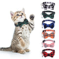 DragonflyDreams 6 PCS Cat Collars with Bow Tie and Bell,Cat Collars Plaid,Breakaway Adjustable Cat Bow Tie Collars,Cute Bow Tie Suitable for Kittens Or Certain Puppies