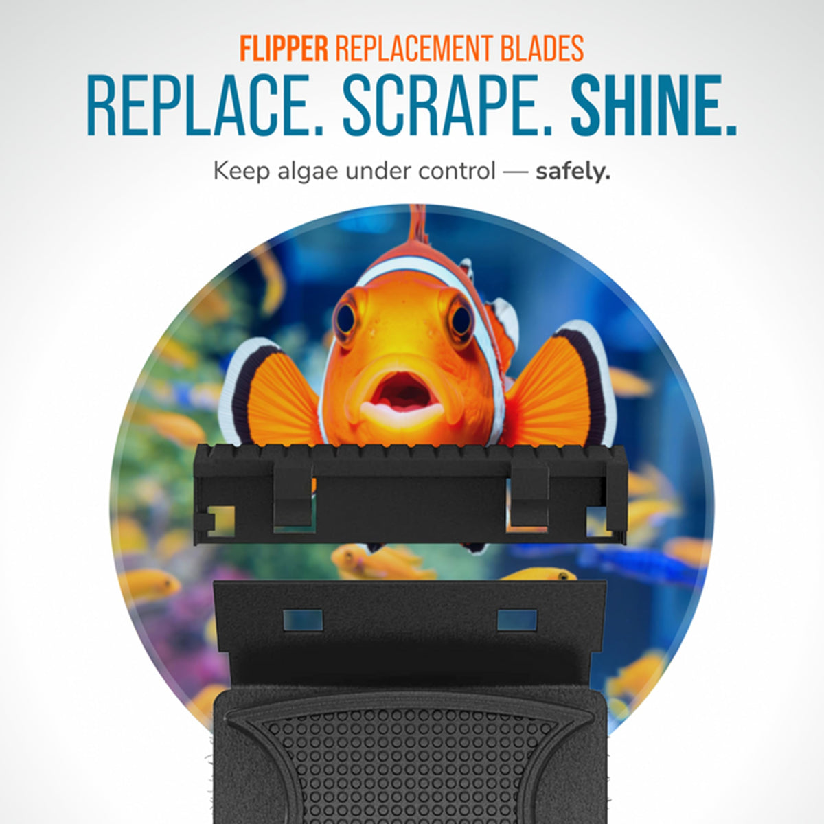 FL!PPER Magnetic Aquarium Cleaner - Acrylic Replacement Blades for Acrylic tanks Standard up to 1/2" - 3 Pack