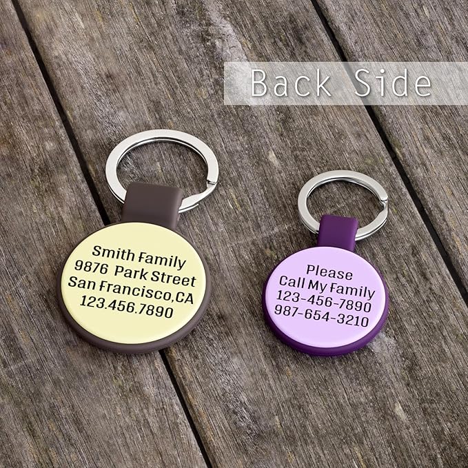 Silent Silicone Dog Tags, Custom Engraved Pet ID Tags for Cats and Dogs, Personalized Small Size Cat Tags with Cute Designs (Symbols, Small)