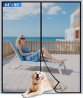 LONGEAS Upgraded PET Mesh Magnetic Screen Door Stronger Than Fiberglass and Polyester,Hands Free,Keep Bugs Out,Pet & Kid Friendly,Suitable for Sliding Doors,Patio and French Doors-70" X 79"