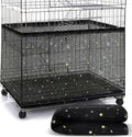 Shappy Large Bird Cage Birdcage Nylon Mesh Net Cover Seed Feather Catcher Universal Birdcage Cover Bird Seed Guard Skirt for Parakeet Macaw African Square Cage (Black Star Style, XL)