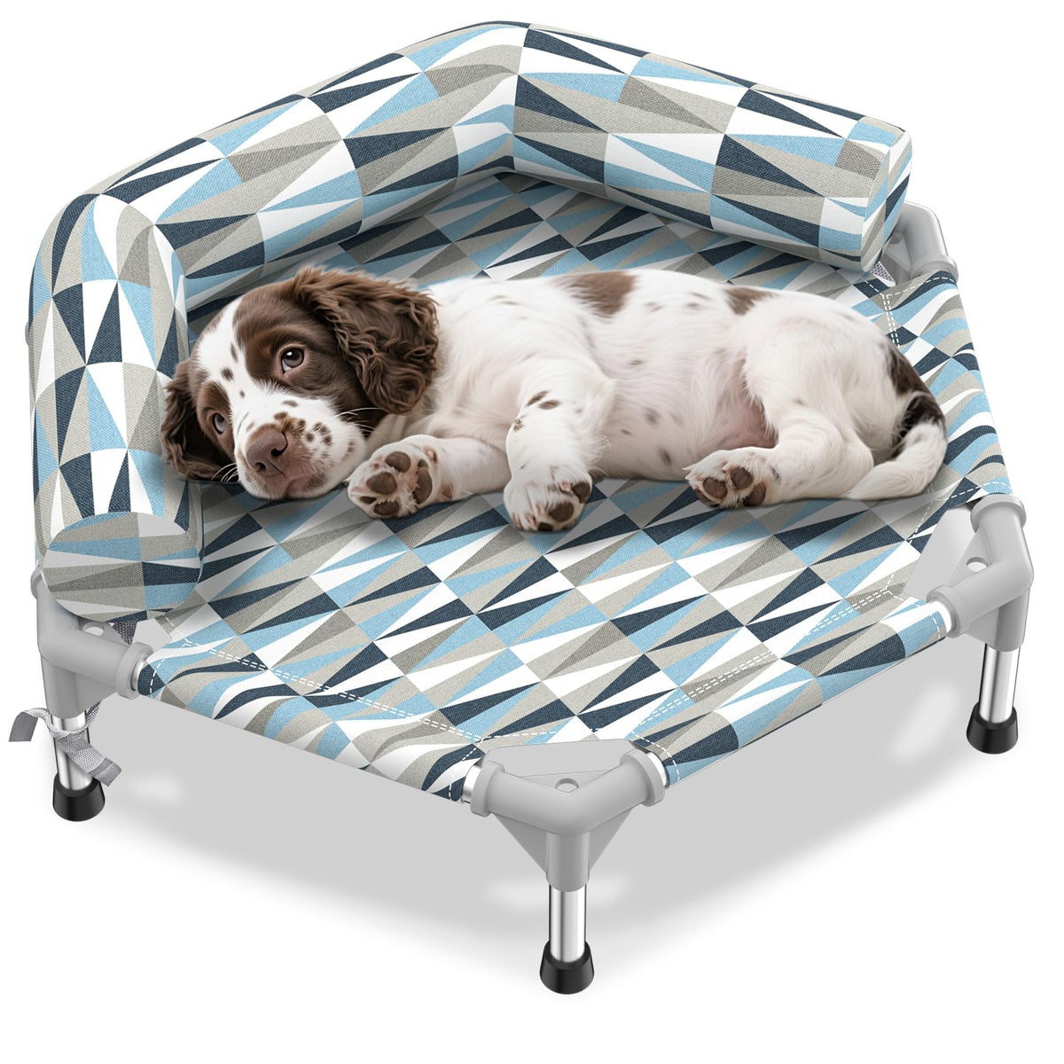 Elevated Dog Bed with Bolster, Raised Cooling Orthopedic Dogs Cot X-Large