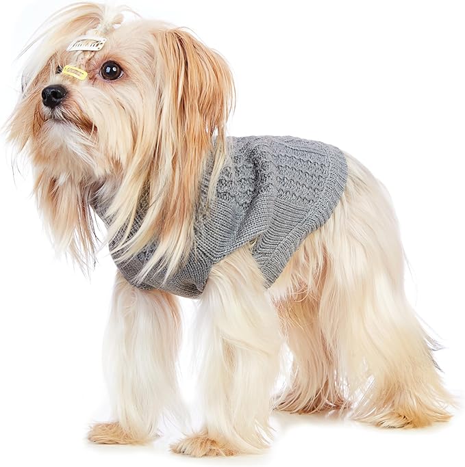 Stretchy Cat Sweater - 17 Colors & 6 Sizes | Snug Winter-Ready Knit for Boy/Girl Cats & Kittens(Grey, Medium)