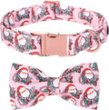 Bobo Rainbow Christmas Dog Collar, Pink Christmas Santa Claus Dog Collar Bow Tie Pet Collars with Bow Adjustable Pet Collars with Premium Metal Buckle Dogs Necklace for Medium Girl Dogs