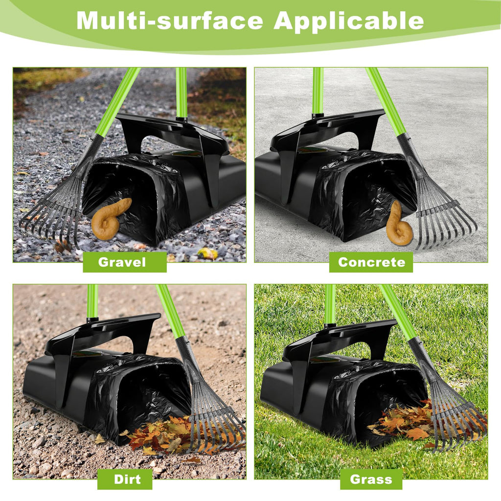 Yalumo Pooper Scooper Swivel Bin & Rake with 50 Waste Bags, 38" Long Adjustable Handle Dog Poop Scooper for Yard Large Medium Small Dog, Easy to Clean Pet Waste Use on Grass, Dirt, Concrete or Gravel
