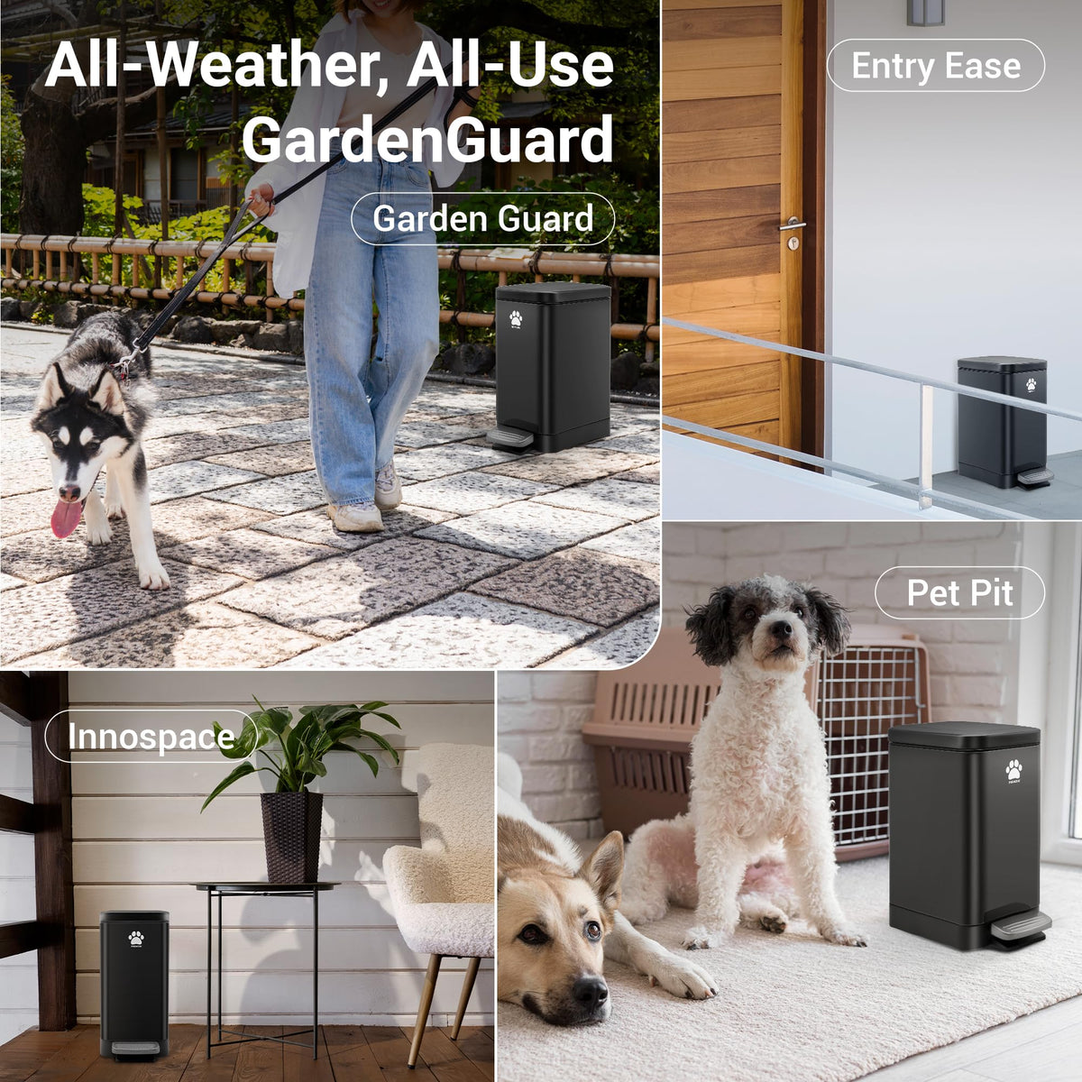 Dog Poop Trash Can with Scooper, 12L Outdoor Metal Waste Bin for Yard