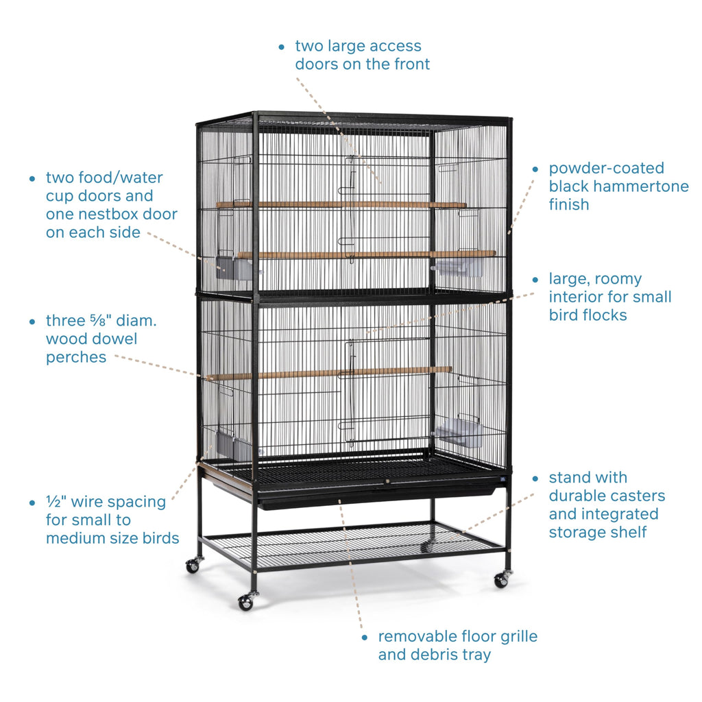 Prevue Pet Products Wrought Iron Flight Cage with Stand, Large Birdcage for Pets, Metal Cage Standing Birdcage, Black Hammertone Finish