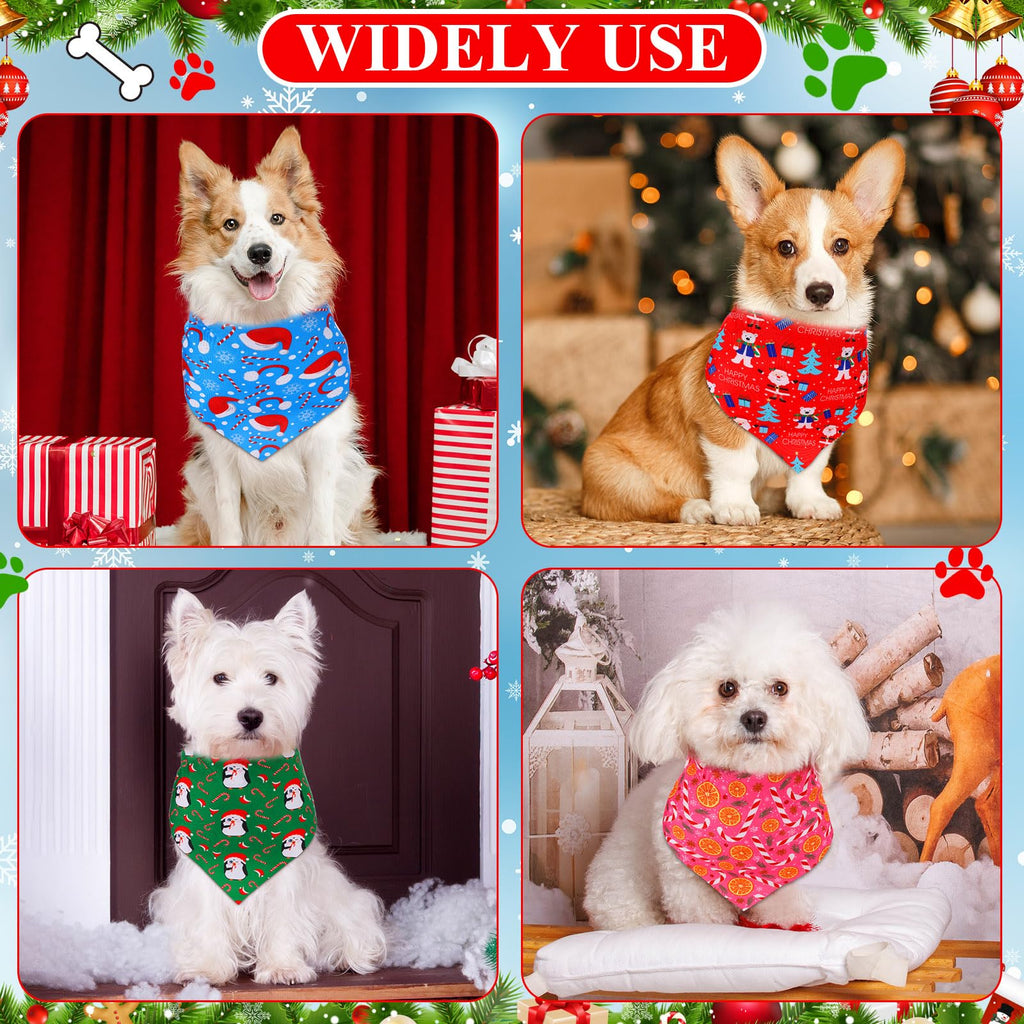 Sanwuta 120 Pcs Christmas Dog Bandanas Bulk Xmas Bandanas for Dogs Triangle Kerchief Bibs Scarf Set for Pet Christmas Costume Photo Props Accessories Pet Shops Grooming, 30 Styles