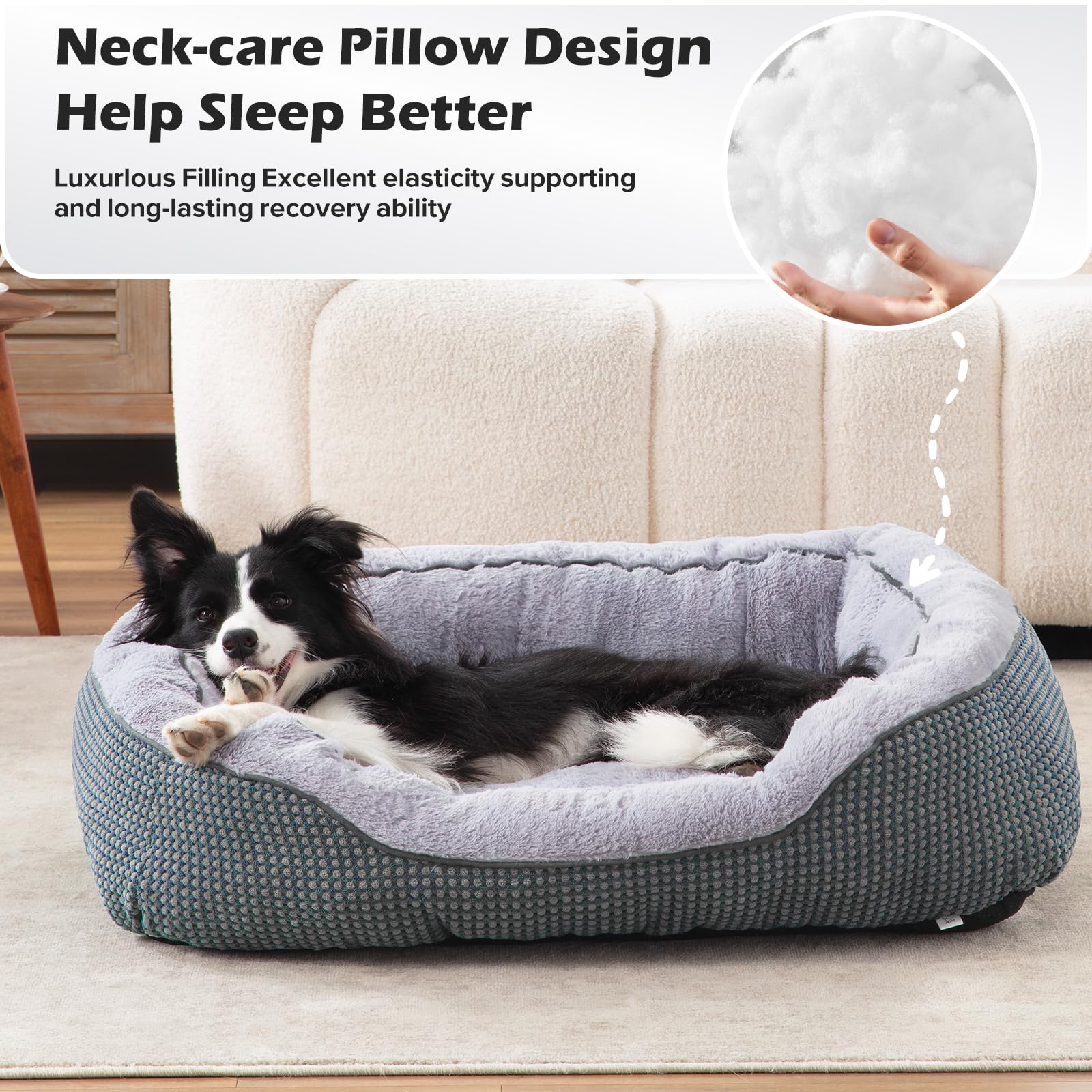 INVENHO Dog Bed Medium Size, Orthopedic Warming Soft Calming Sleeping Durable with Anti-Slip Bottom