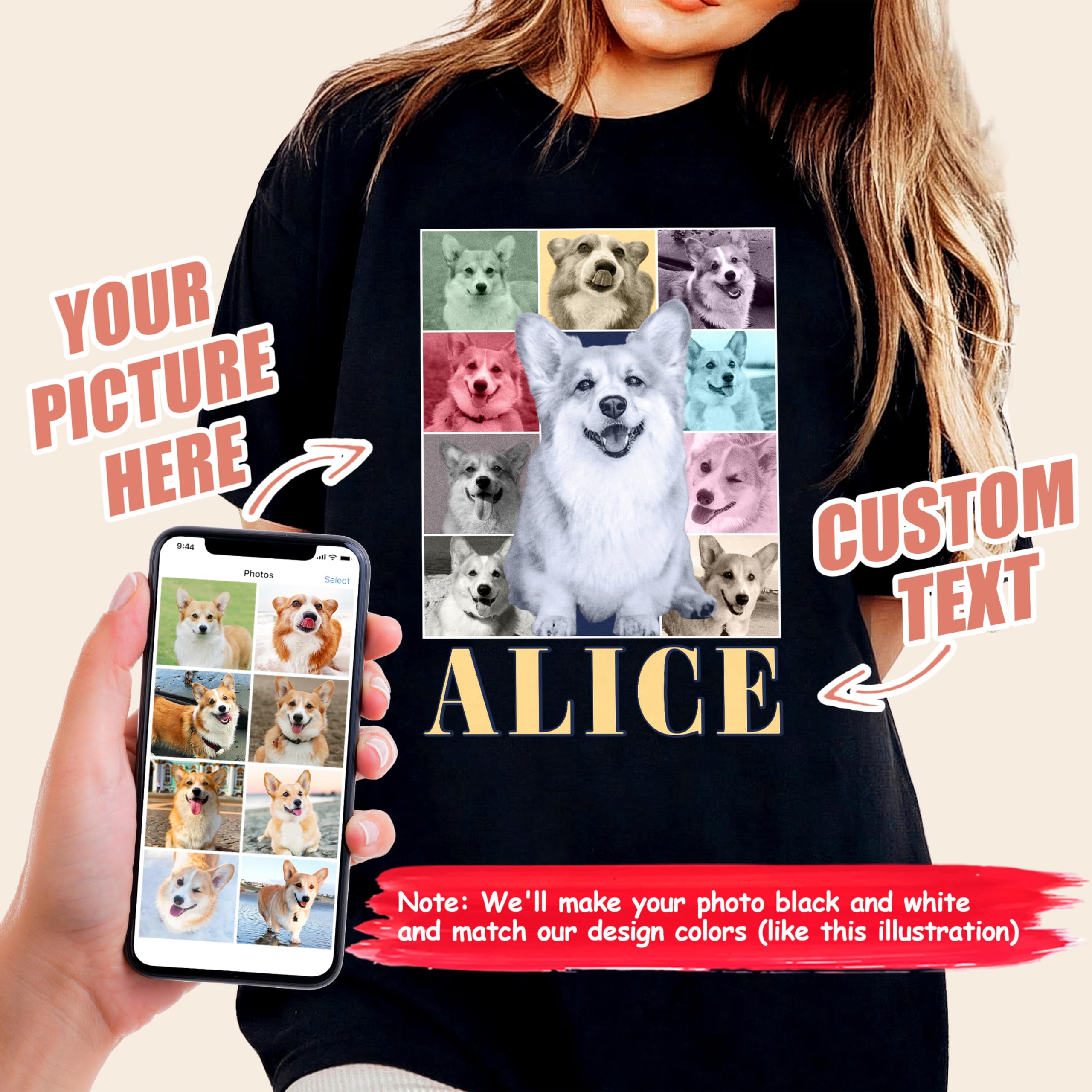 H-DEWALL Custom T Shirts Bootleg Rap Tee Shirts Custom Your Own Vintage Shirt Personalized Girlfriend Shirt Valentine Birthday Gift for Dog Cat Lovers