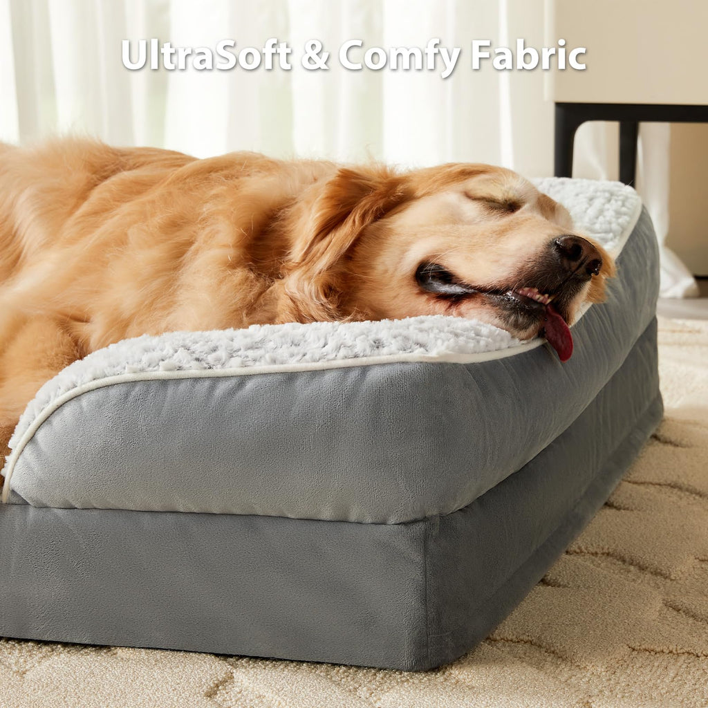LEXTRO Washable Orthopedic Dog Bed for Extra Large Dogs, Egg Crate Foam Bed