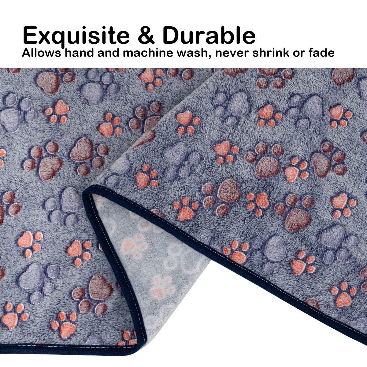 Dono 1 Pack 3 Dog Blankets, Soft Fluffy Fleece Pet Blanket Warm Sleep Mat Paw Print Design Puppy Kitten Throw Blankets Doggy Blanket for Dogs