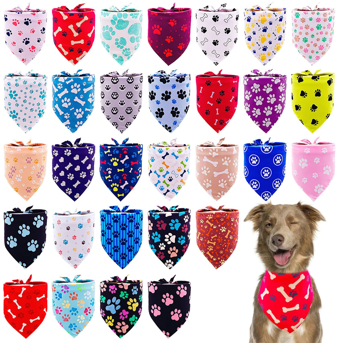 Pai Sence Pride Day Dog Bandanas Bulk for Small Dogs Sewn Edges 18" 30Pcs S