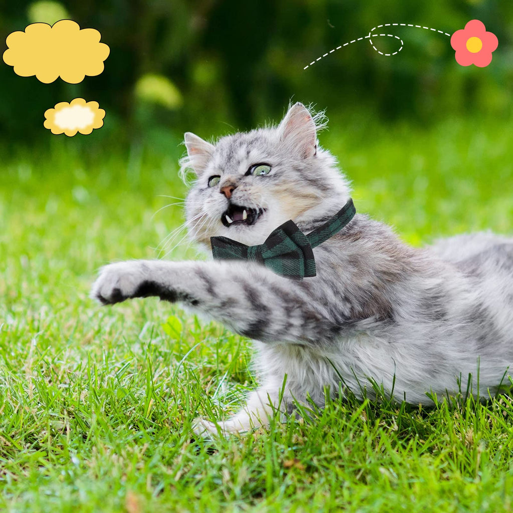 DragonflyDreams 6 PCS Cat Collars with Bow Tie and Bell,Cat Collars Plaid,Breakaway Adjustable Cat Bow Tie Collars,Cute Bow Tie Suitable for Kittens Or Certain Puppies