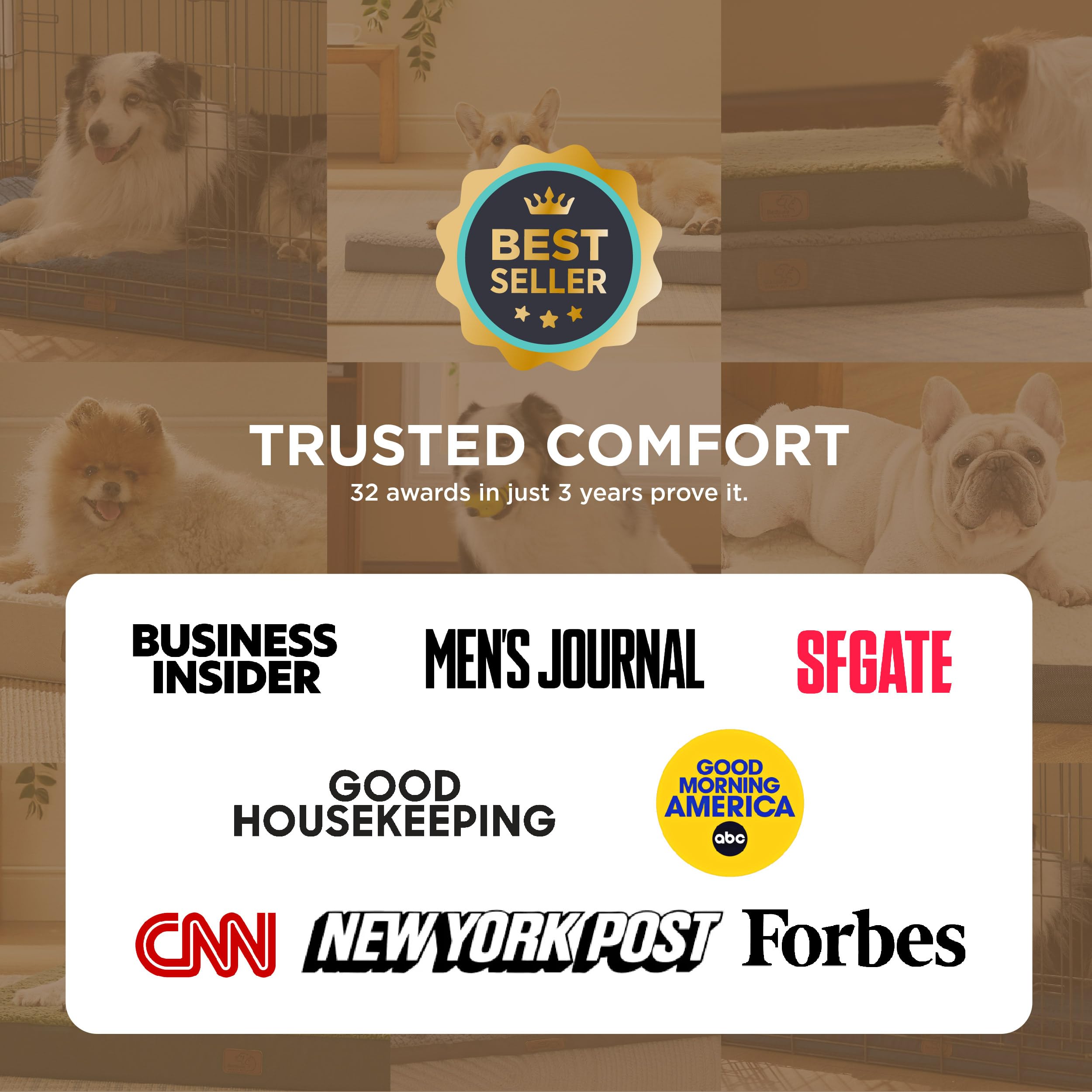Bedsure XL Dog Bed for Crate, Pet Bed with Washable Cover, 41x29 Inch Grey