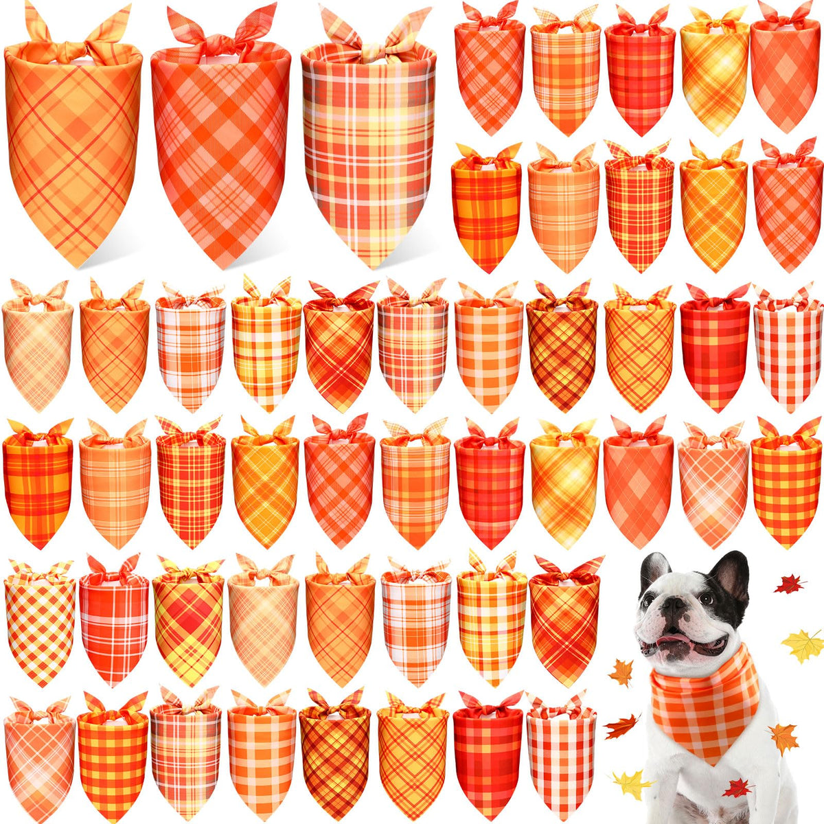 Abbylike 50 Pcs Paw Print Dog Bandanas Bulk, Halloween & Birthday Party