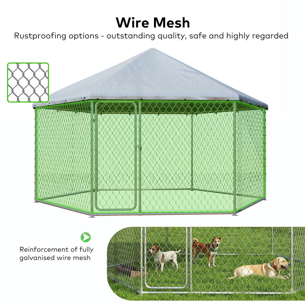 IronovaPets 6.8'x6.8' Large Dog Kennel,Dog Enclosure Outdoor with Roof