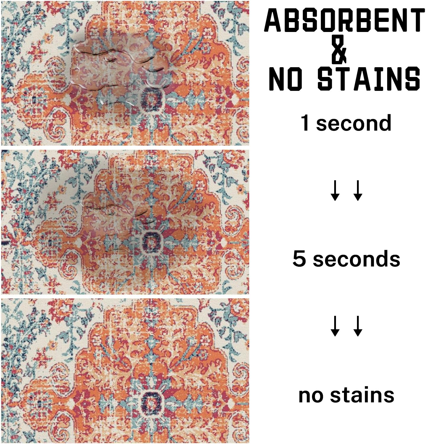 Absorbent Pet Dog Bowl Mat for Food and Water, Pet Cat Food Feeding Mat with Non Slip Rubber Backing, Dog Food Mats for Floors Waterproof, 16"x24"