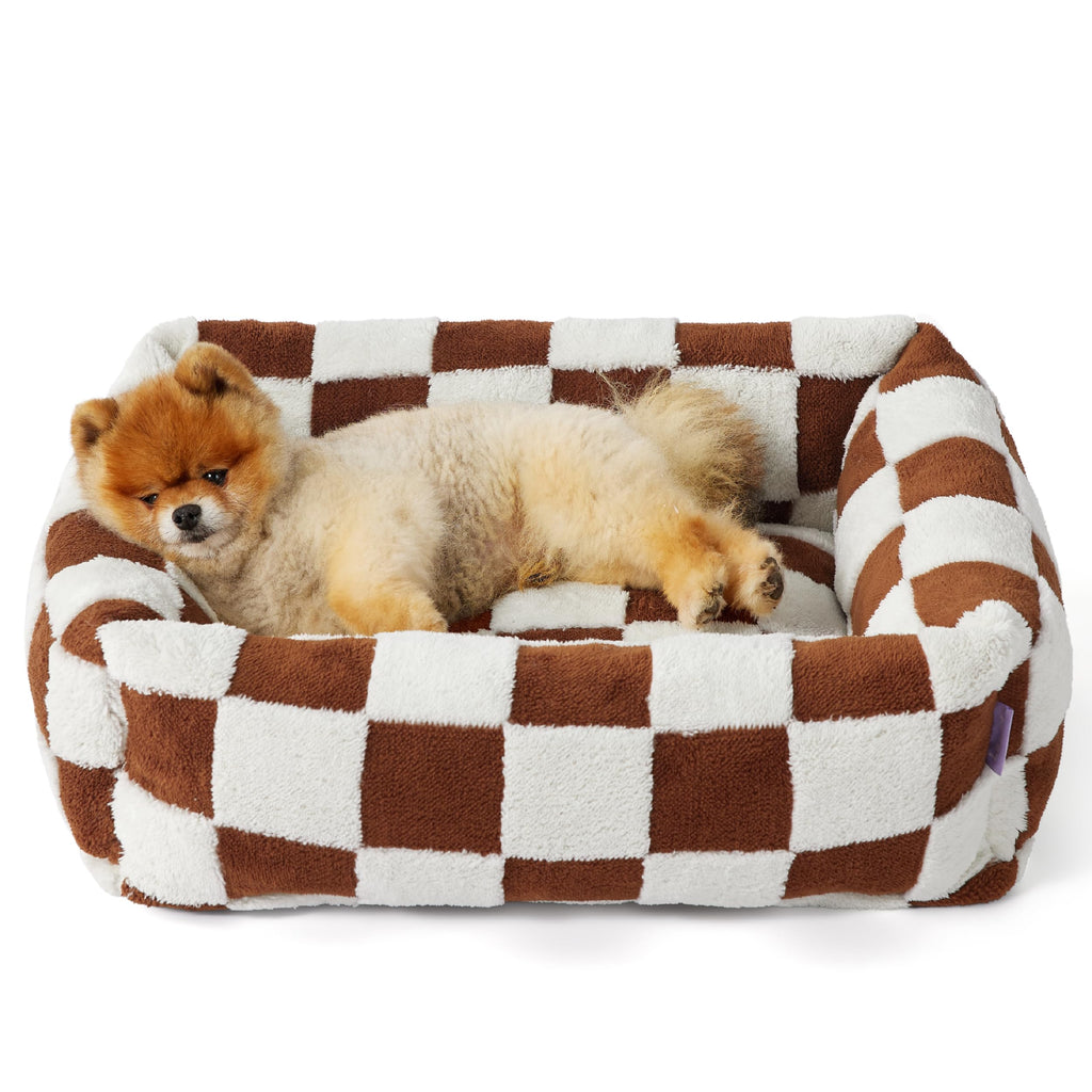 LE SURE Cute Dog Bed for Small Dogs Jacquard Washable Puppy Beds,25x21x7in