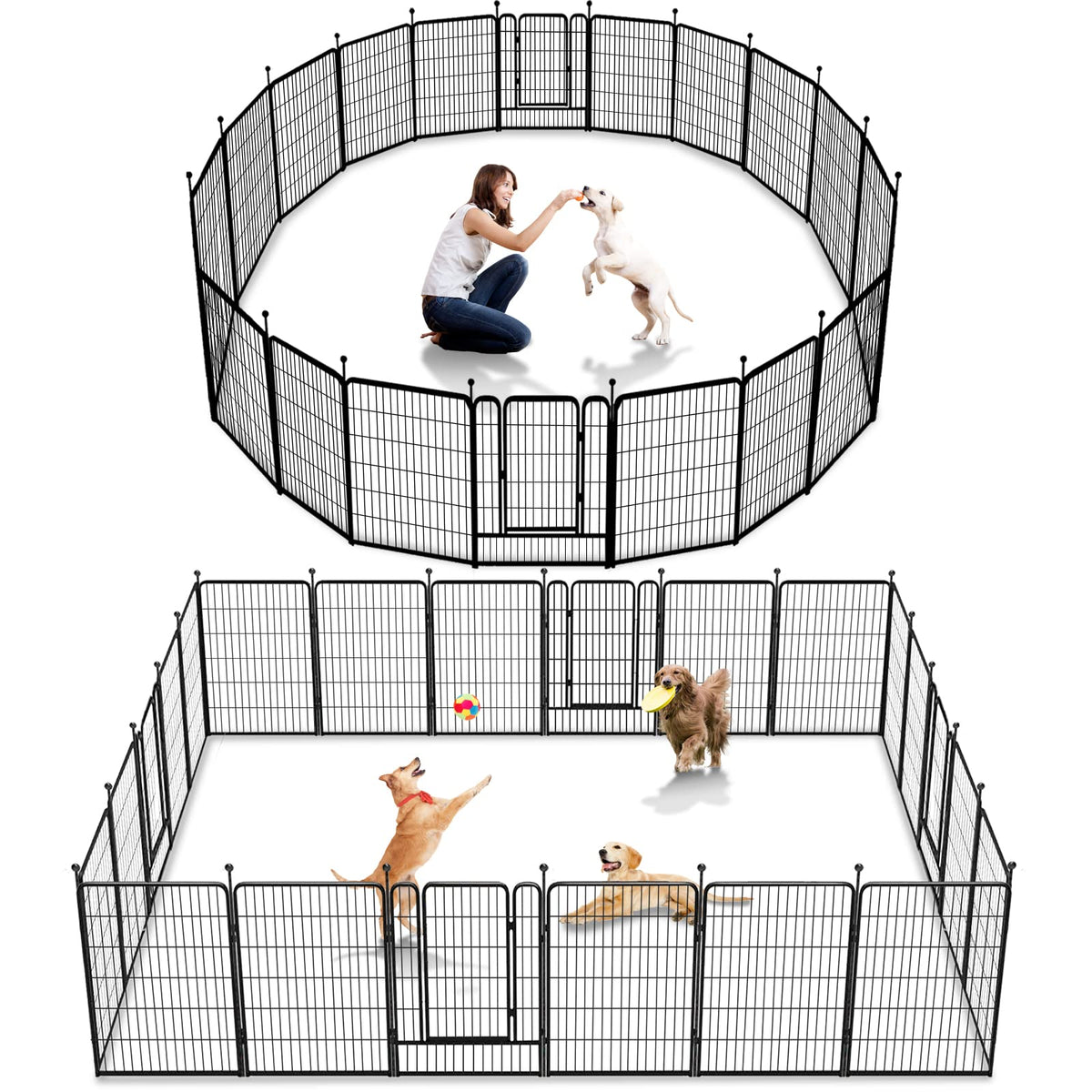 Jhsomdr Dog Playpen 32 inch 30 Panels Indoor Outdoor Dog Pen for Medium/Small Dogs Heavy Duty Metal Dog Fence Outdoor for Yard, Puppy Playpen with Door Portable Pet Fence for RV Camping Yard