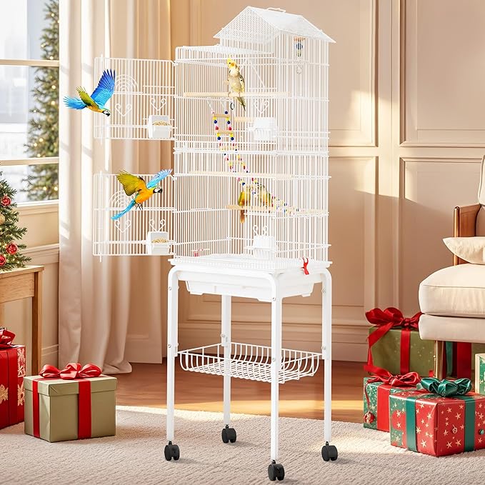 DWVO 62-inch Metal Bird Cage for Cockatiels, Parrots, Pigeons