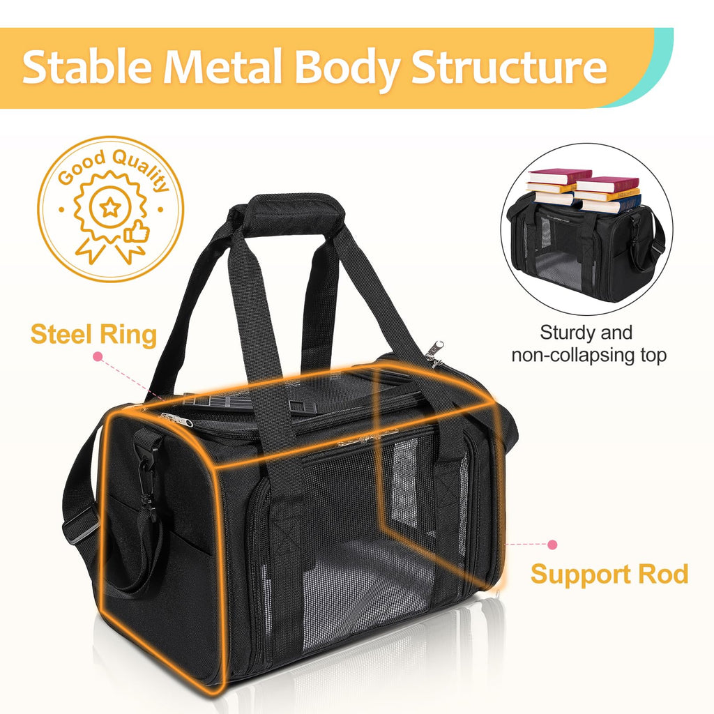 Discala Cat Dog Carrier Pet Carrier for Small Medium Cats Puppies Dog Carriers for Small Dogs Collapsible Soft Sided Cat Travel Carrier - Black 21 * 13 * 13