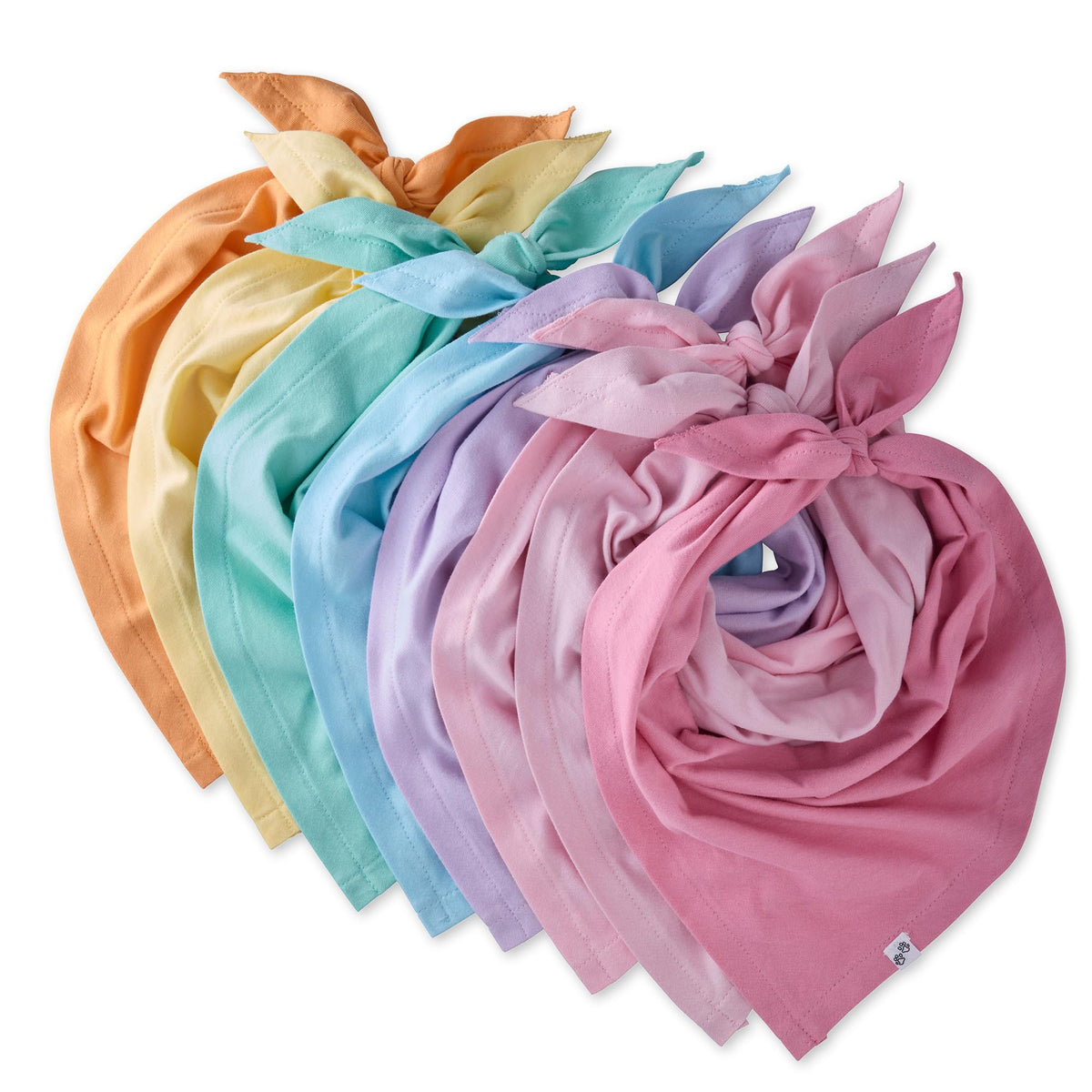 Pet Passion Bandit - THE PET Bandana, 8 Pack 100% Organic Cotton Pet Bandanas Clothes for Small, Medium, Large Dogs, Rainbow Blue, X-Small/Small