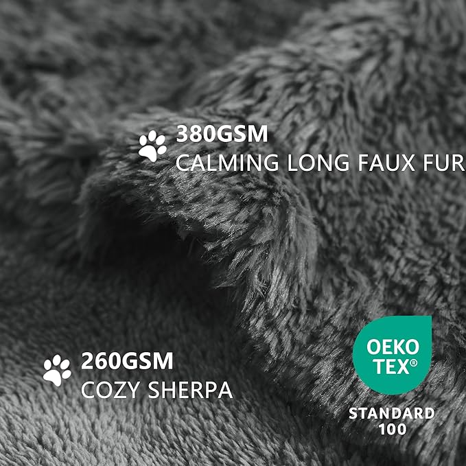gogobunny Waterproof Dog Blanket for Couch & Furniture Protection - Super Soft Reversible Throw for Large Dogs & Cats, Calming Washable Fur & Sherpa Pet Blanket (25x35 Inch, Grey)