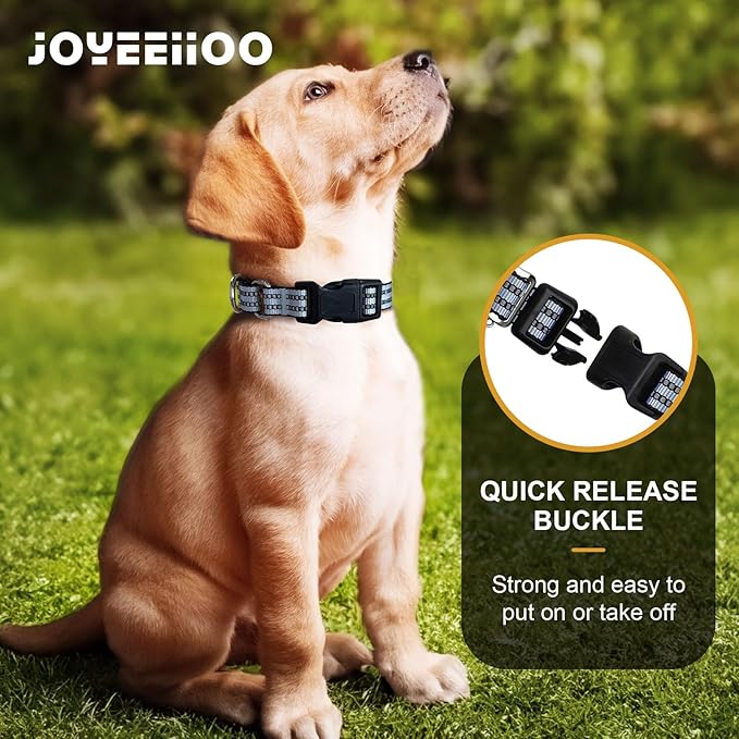 JOYEEIIOO Martingale Dog Collar, Adjustable Nylon Reflective Collar with Quick Release Buckle, No Pull Dog Training Collars for Small Medium Large Dogs (Ice Blue, Small)