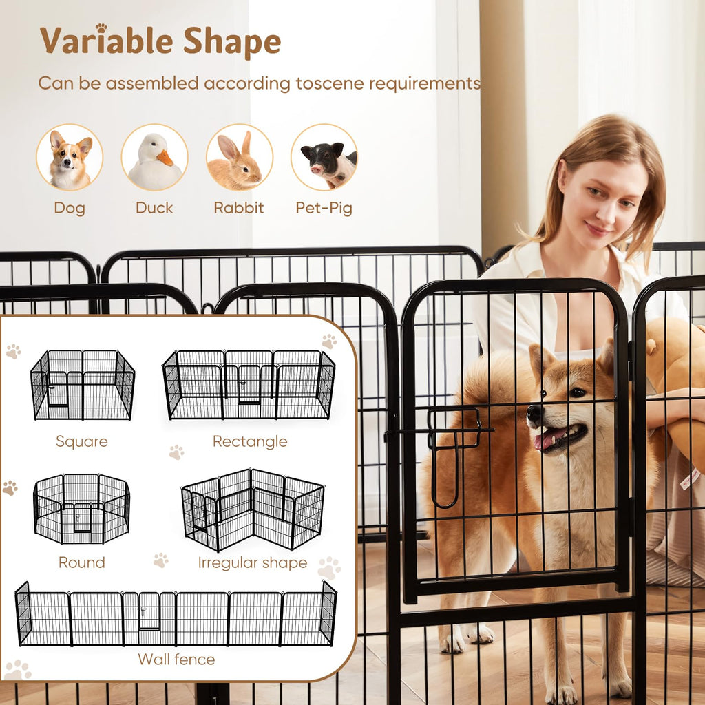 DUMOS Dog Playpen 32 Inch 8 Panels Indoor Outdoor Metal Pet Fence