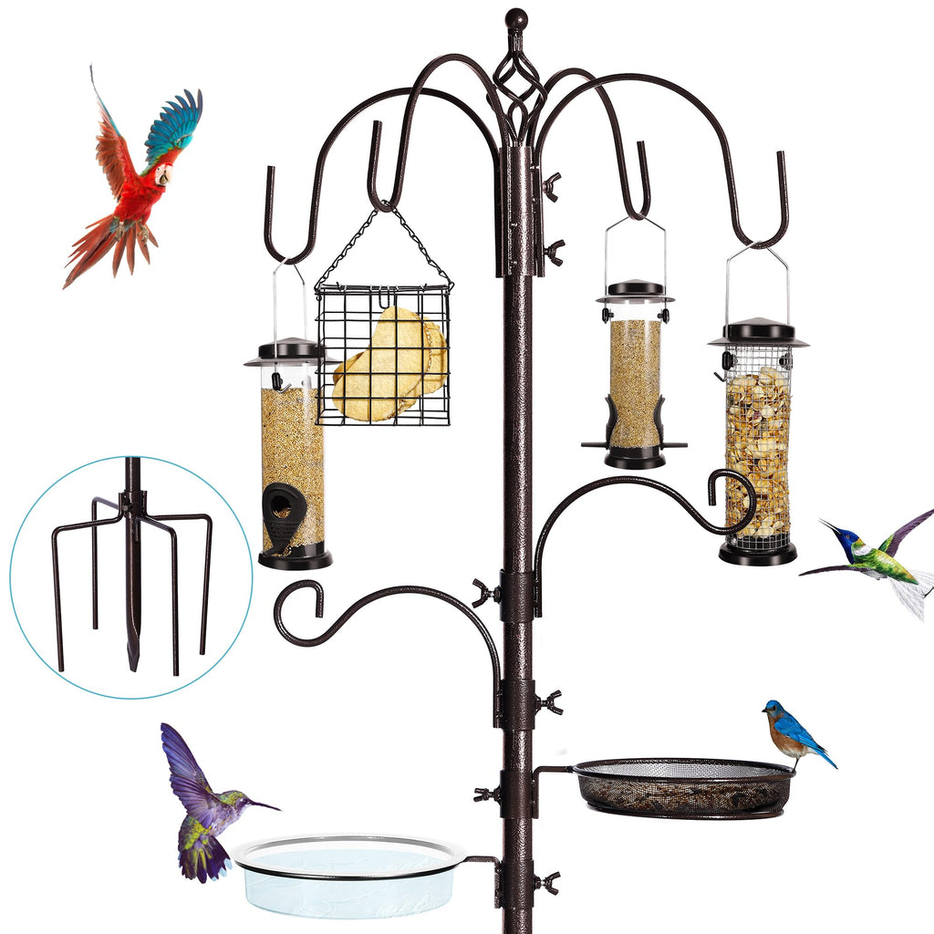 YINGYM 6-Hook Bird Feeding Station, 94 Inch Bird Feeder Pole for Outdoors